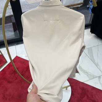 Premium Gizli düğme detay Slim Fit krem Gömlek