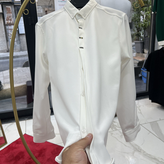 Premium Gizli düğme detay Slim Fit beyaz Gömlek