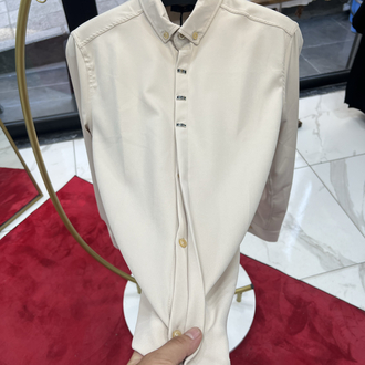 Premium Gizli düğme detay Slim Fit krem Gömlek