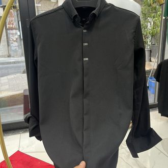 Premium Gizli düğme detay Slim Fit siyah Gömlek