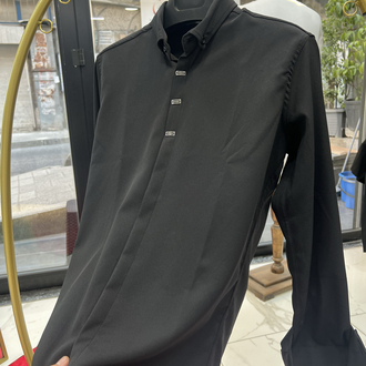 Premium Gizli düğme detay Slim Fit siyah Gömlek
