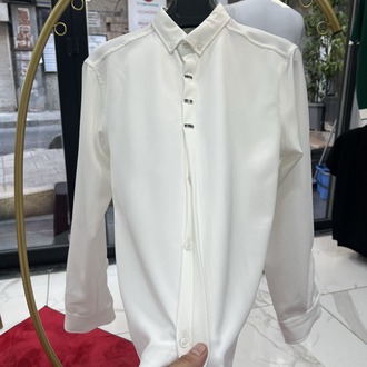 Premium Gizli düğme detay Slim Fit beyaz Gömlek