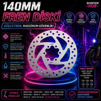 140 Mm Scooter Fren Diski 6 Vidalı