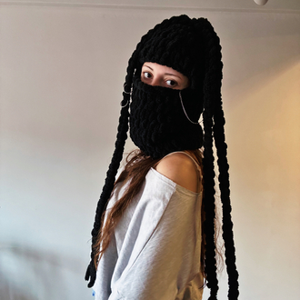 Aksesuarlı Örgü saç balaclava