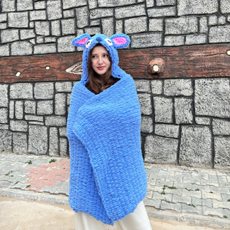 Stitch kapüşonlu battaniye
