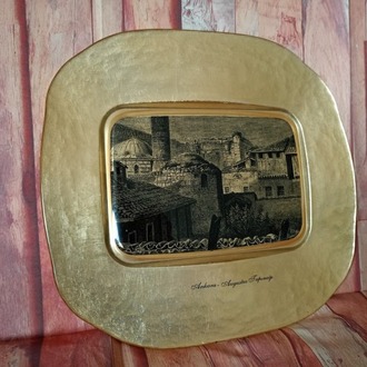 PAŞABAHÇE , AUGUSTUS TAPINAĞI GÖRSELLİ CAM TABAK ÇOK NADİR.