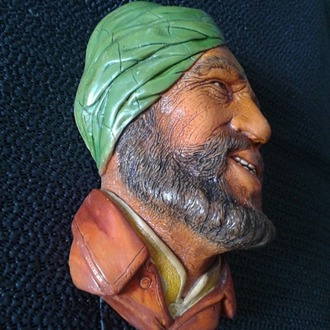 VINTAGE HEAD CHALKWARE - SIKH, HANDMADE.
