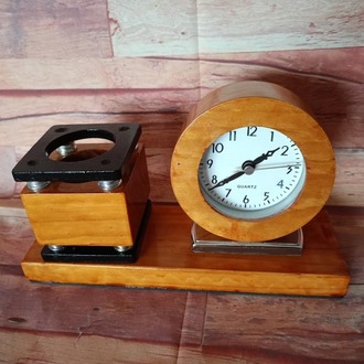 KALEMLİKLİ MASA SAATİ AHŞAP HAND MADE.