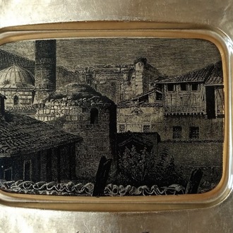 PAŞABAHÇE , AUGUSTUS TAPINAĞI GÖRSELLİ CAM TABAK ÇOK NADİR.