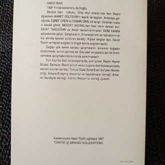 RESSAM HAKKI İNAN 1987 KASTAMONUDA HASAT  KONULU TEBRİK KARTI. ISLAK İMZALI.