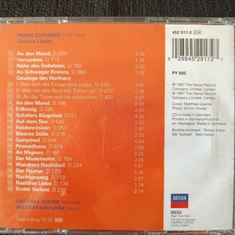MATTHIAS GOERNE - ANDREAS HAEFLIGER CD ALBÜM.