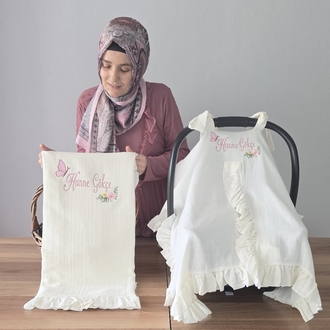 ön sipariş ikili set battaniye puset örtüsü istenilen desen çalışılır