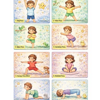 3–6 Yaş Çocuk Yogası Poz Kartları Seti | Oyun Temelli – Yazdır & Kullan