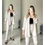 Gofre Fit Pantolonlu Ekru Takım