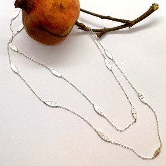 Arpa Zincir Kolye - (Beyaz-90cm)