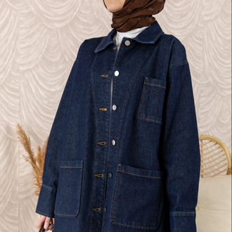 Noir Denim Kuşaklı Ceket | Koyu 