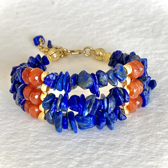 Lapis Lazuli & Karnelyan Akik Bileklik