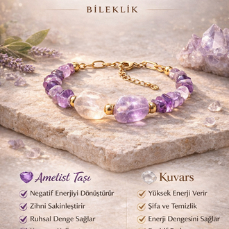 AMETİST VE KUVARS BİLEKLİK