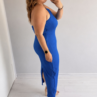 Boncuklu Halter Dokulu Elbise