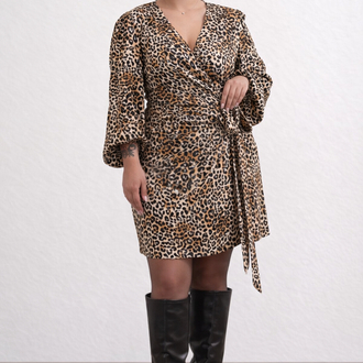 Beli Kuşaklı Leopar Elbise