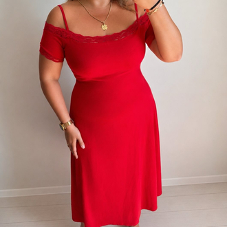 Dantel Detay Midi Model Elbise