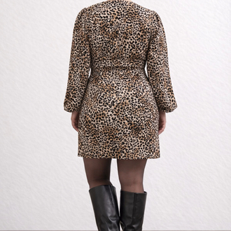 Beli Kuşaklı Leopar Elbise
