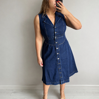 Midi Boy Esnek Denim Elbise