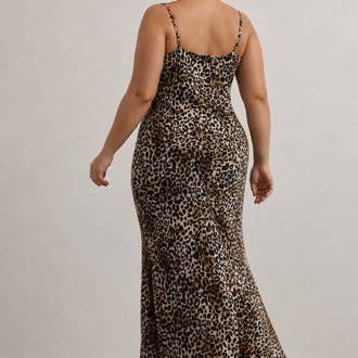 Degaje Yaka Leopar Elbise