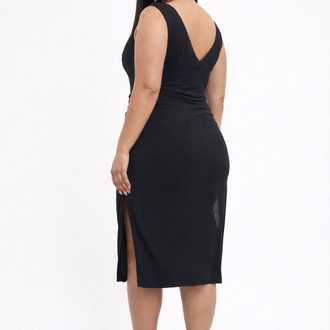Drape Detaylı Midi Elbise