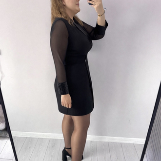 Kruvaze Yaka Payet Detaylı Elbise 