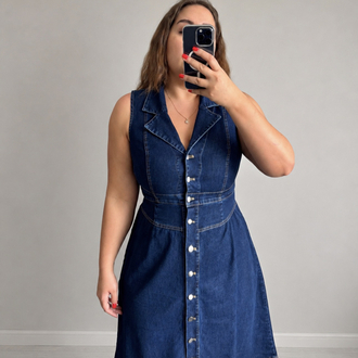 Midi Boy Esnek Denim Elbise