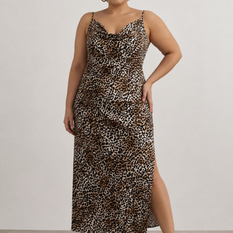 Degaje Yaka Leopar Elbise