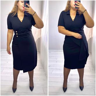 Yan Drape Detaylı Asimetrik Likralı Dokuma Elbise