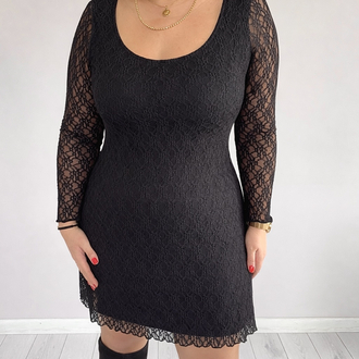 Dantelli Mini U Yaka Elbise