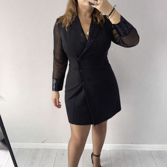 Kruvaze Yaka Payet Detaylı Elbise 
