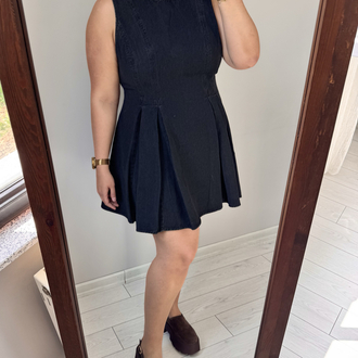 Kloş Etekli Denim Elbise