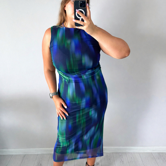 Drape Detaylı Maxi Esnek Tül Elbise Elbise