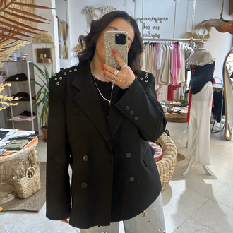 QUZU BLAZER KUŞ GÖZÜ DETAYLI
