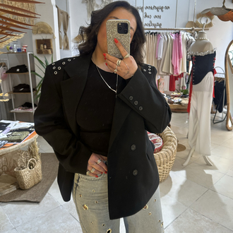 QUZU BLAZER KUŞ GÖZÜ DETAYLI