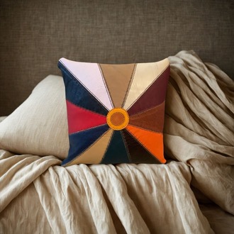 El Yapımı Patchwork Deri Minder
