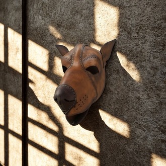 El Yapımı Deri Köpek Maskesi – Çoban Köpeği Esintili