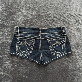 Düşük Bel Dikiş Detaylı Denim Şort