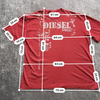 Diesel Kırmızı Baskı Detaylı Tişört