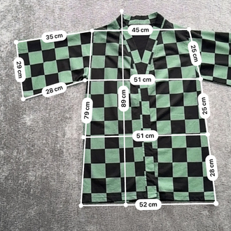 Damalı Kareli Uzun Kimono Kostüm