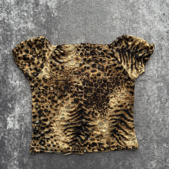 Leopar Desenli İpli İnce Bluz Gömlek