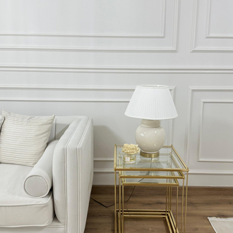 ZARİF Zigon Sehpa Gold Metal, Şeffaf Cam