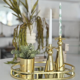 Oval Metal Tepsi Gold Renk