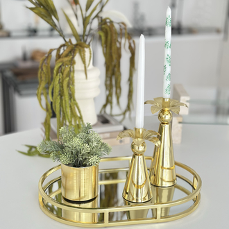 Oval Metal Tepsi Gold Renk