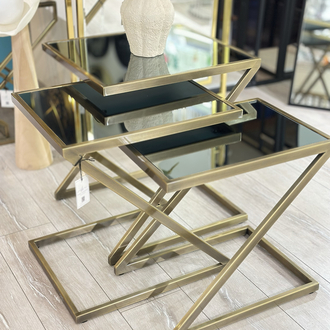 Z Formlu Zigon Sehpa Eskitme Metal, Bronz Ayna