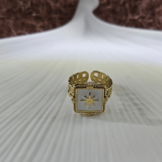 Kuzey Yıldızı Detaylı Gold Renk Vintage Ayarlanabilir Yüzük